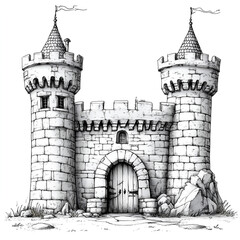 Obraz premium old medieval castle with towers 