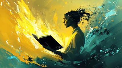 A digital painting of a person passionately reciting poetry.