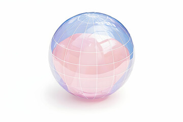 Obraz premium Transparent Sphere with Subtle Gradient Colors and Earth Grid Design on a Bright Background