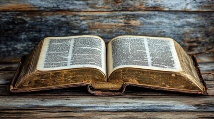 Obraz premium A photographic exploration of sacred texts on aged wood.