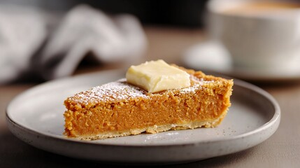 Sweet Potato Pie Slice Dessert Autumn Thanksgiving Homemade Food Photography