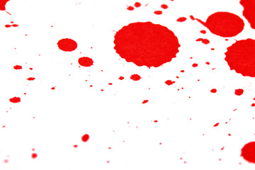Blood Splatter red Drips and Drops on a White Background