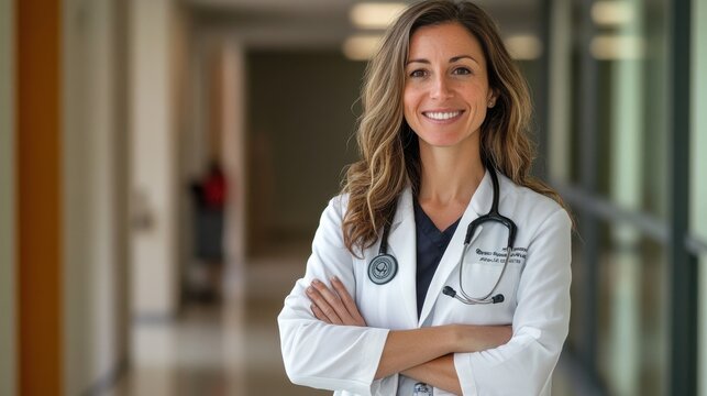 Female doctor showcasing professional demeanor and assurance.