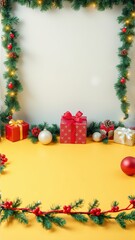 Festive Christmas mockup template featuring blank space for personalized holiday messages and decorations