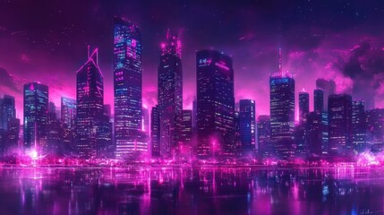 Fototapeta premium Immerse yourself in the captivating atmosphere of a technologically advanced city.