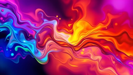 Abstract vibrant ink flows in glowing neon, radiant color splashes, surreal swirling motion, fluid textures, and glowing soft-focus background