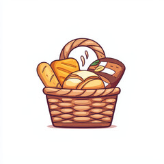 Fototapeta premium delightful basket filled with various types of bread, showcasing warm and inviting design
