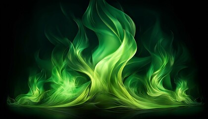 beautiful fire green flames on a black background