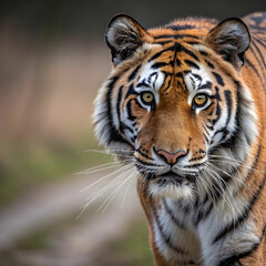 Fototapeta premium selective focus shot of Bengal tiger face