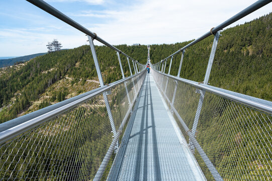Sky Walk, Sky Bridge - Doln&iacute; Morava, Czech Republic - mountains panorama, blue sky green trees
