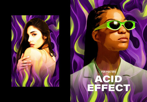 Acid Paint Poster Photo Effect Mockup