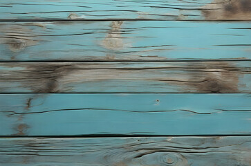 Old wooden background in turquoise color with a distressed finish, featuring subtle hints of natural wood.