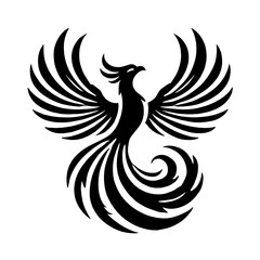 Obraz premium Black phoenix bird with wings spread.