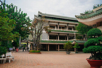 Fototapeta premium Ba Chua Xu Temple of Sam Mountain is located at the foot of Sam Mountain, formerly in Vinh Te commune, now in Nui Sam ward, Chau Doc city, An Giang province, Vietnam.