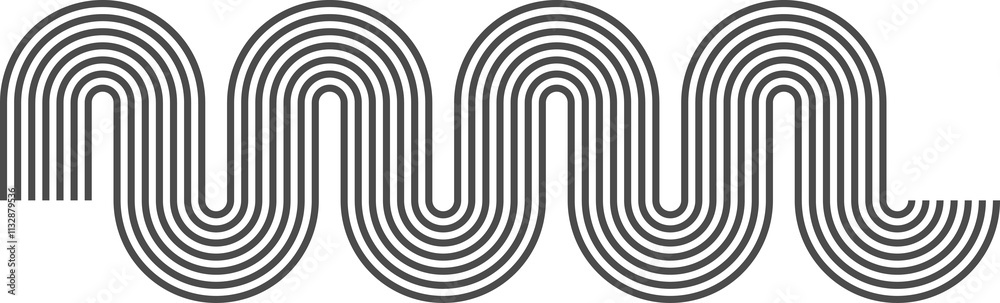 Wall mural abstract shape with line pattern. retro geometric waves. organic graphic element and curved modern f