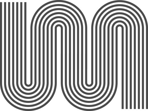 Abstract shape with line pattern. Retro geometric waves. Organic graphic element and curved modern figure. Simple minimalistic aesthetic stripe