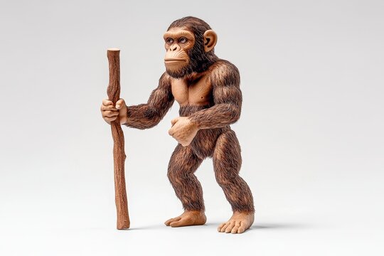 A 3D-rendered timeline of human evolution with highly detailed models of early hominids and modern humans