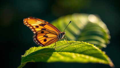 Fototapeta premium butterfly on leaf