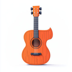 Obraz premium Bright orange acoustic guitar with unique shape and detailed wood texture, perfect for music lovers