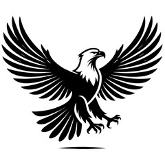 Fototapeta premium Black and white illustration of a majestic eagle in flight.