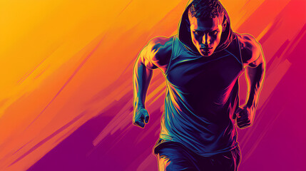 Fototapeta premium male anime character with running set clothes on colored background