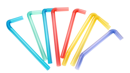 Colorful drinking straws isolated on transparent background. high resolution PNG file