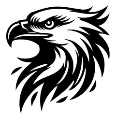 Obraz premium Black and white eagle head illustration.