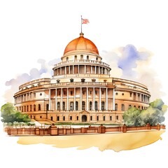 Majestic parliament house in new delhi, india, celebrating indian independence day