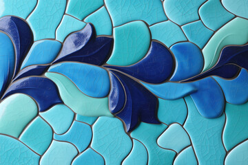 Obraz premium Decorative wall art featuring vibrant blue and turquoise waves and shapes