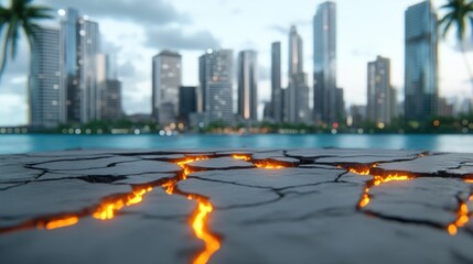 Fototapeta premium Tectonic Rift Glowing with Lava Flow