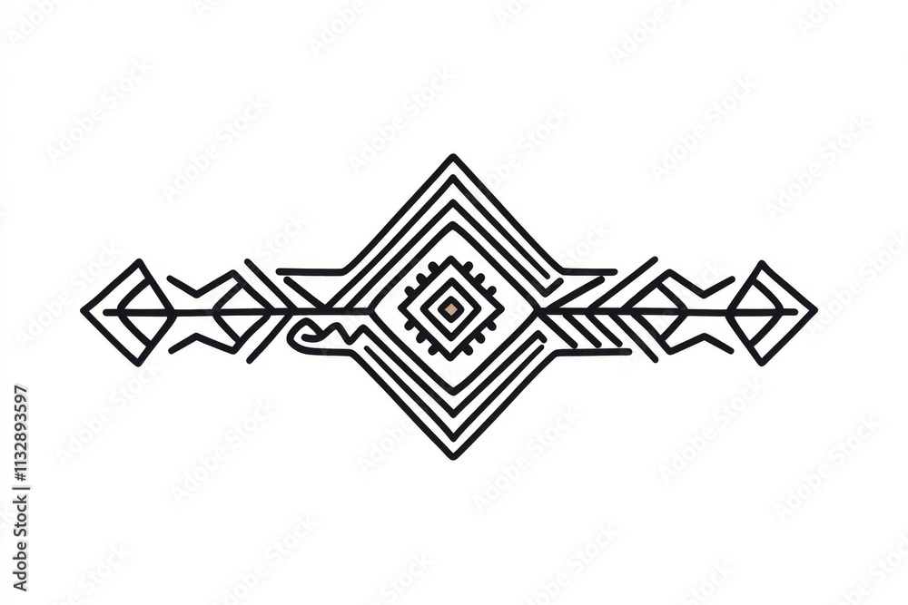 Aufkleber A minimalist representation of an Ethiopian cross, drawn with clean lines and geometric patterns, centered on a white background