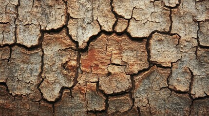 Obraz premium Close-up of cracked tree bark showcasing natural textures and patterns.