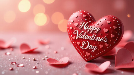 Fototapeta premium A heart-shaped cake with the words Happy Valentine's Day written on it