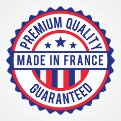 Premium Quality Made in FRANCE Guarantee Badge with Flagged Theme