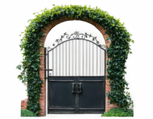 A gate with ivy growing out of it. Isolated on transparent background.