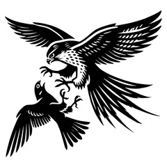 Obraz premium Peregrine falcon hunting prey in flight.