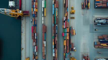 Obraz premium Busy Seaport with Warehousing and Cargo