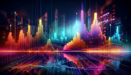 Fototapeta premium futuristic image of stock and bond trading with charts and graphs widescreen