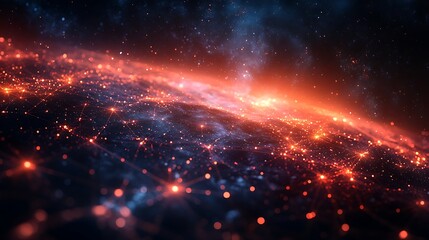 Obraz premium Digital global network glows in space showcasing data connections everywhere wallpaper