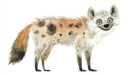 Obraz premium Funny hyena isolated on white background. Retro style illustration.