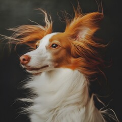 Naklejka premium Majestic Dog Portrait with Flowing Fur