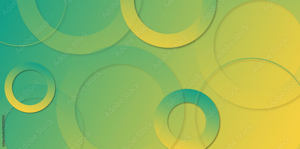 Poster Modern light green and yellow abstract background with circle shape. Dynamic shapes composition. modern corporate and business concept. Vector illustration design for presentation, banner, wallpape.
