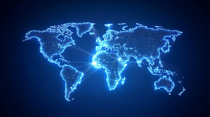 Naklejka premium Global Connectivity Concept with Map and Travel Routes
