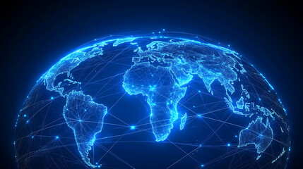 Fototapeta premium World Map with Interconnected Flight Paths for Global Trade