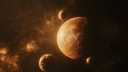 A realistic portrayal of Earth from space, illuminated by city lights and natural phenomena. The dark side of the planet contrasts with the bright patches of light, showcasing human habitation and the