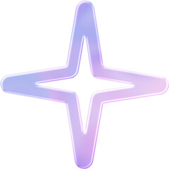 Gloss Dreamy Gradient Color Sparkle Star Shape Line Art Symbol