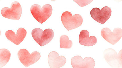 Obraz premium Seamless pattern red heart watercolor illustration on pink background. Valentine day, anniversary, wedding, women's, mother's day concept. Romantic love backdrop with copy space