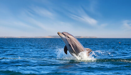 Naklejka premium Dolphin's Leap into Azure Serenity