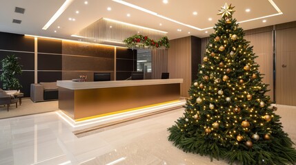 Elegant Christmas Reception with Festive Tree and Decor