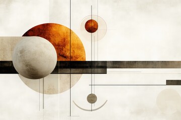 Abstract geometric composition featuring contrasting shapes and warm colors in a minimalistic style